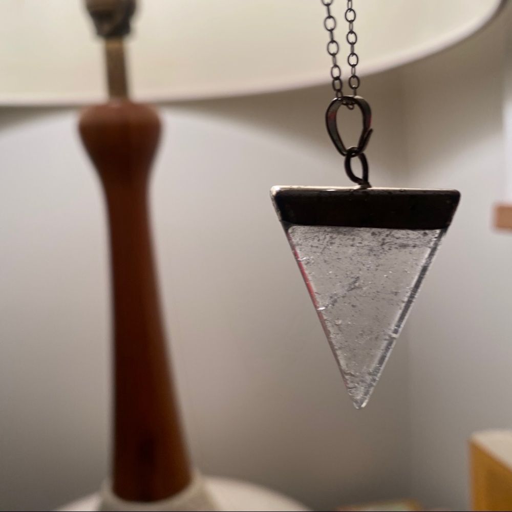 Quartz Crystal Triangle on Silver Chain
